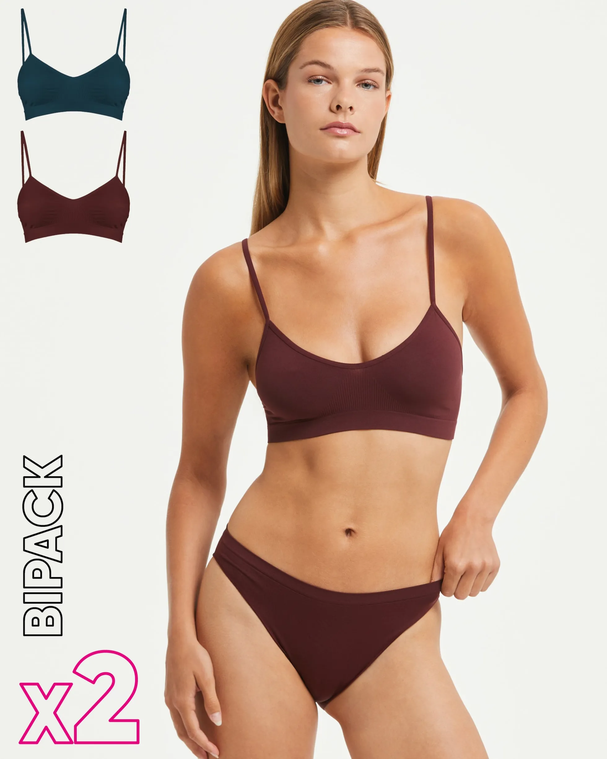 Brassiere seamless con spalline sottili X2