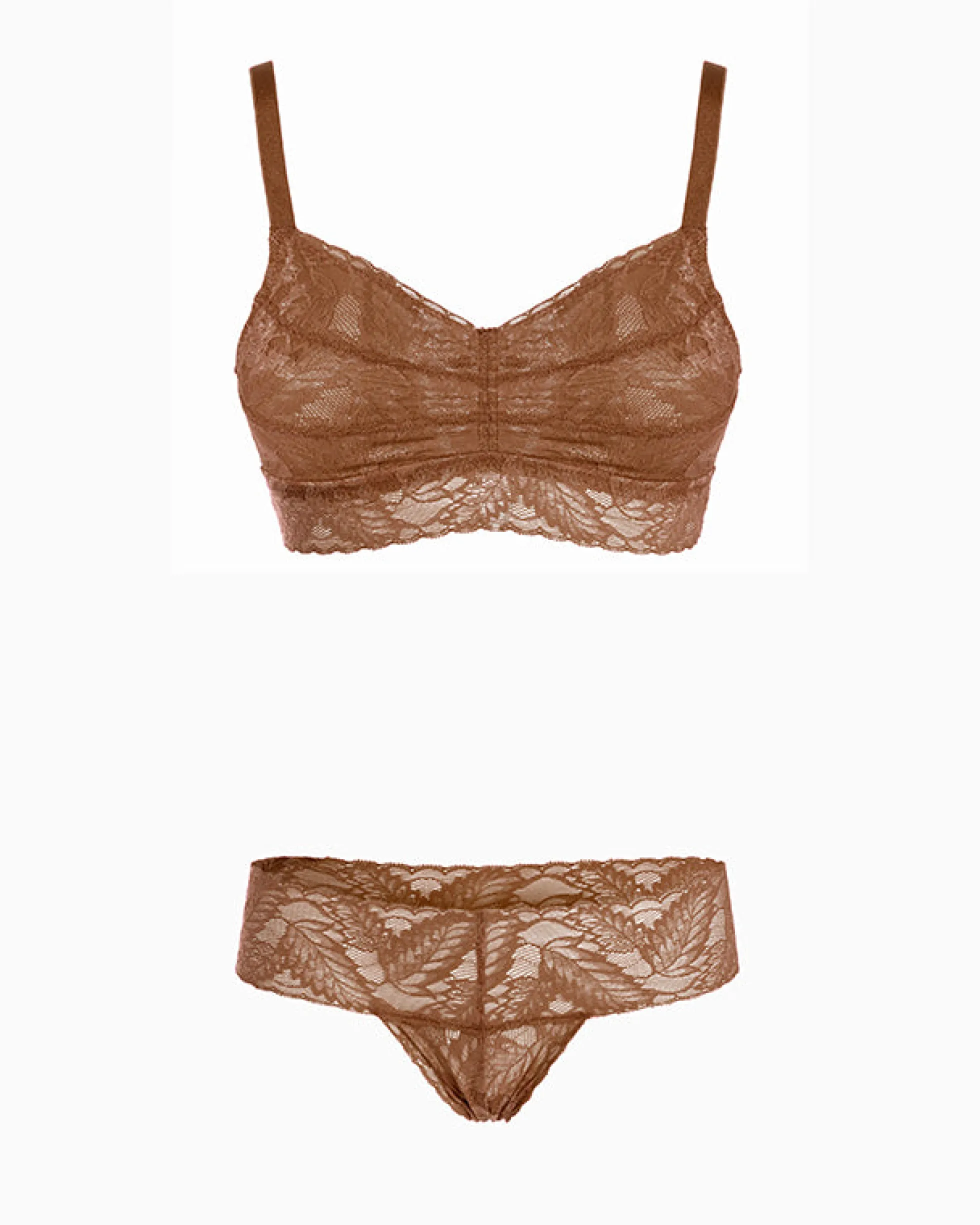 Set Completo coordinato Intimo Pizzo (Caramello)